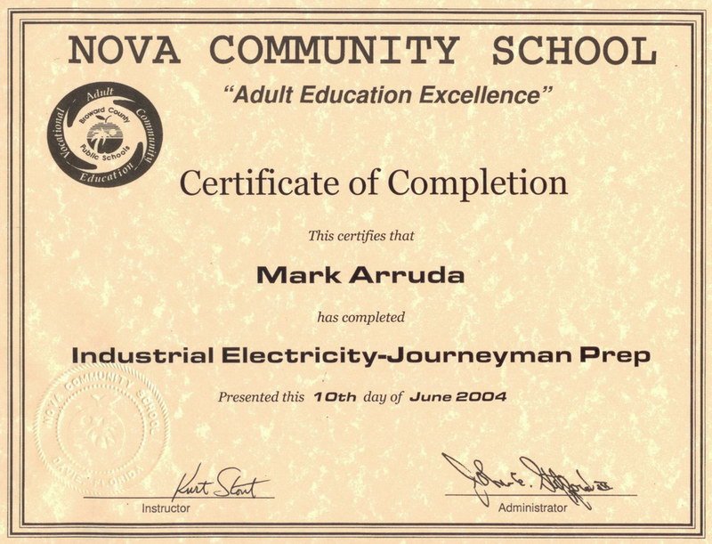 NOVA Community School Certificate of Completion 