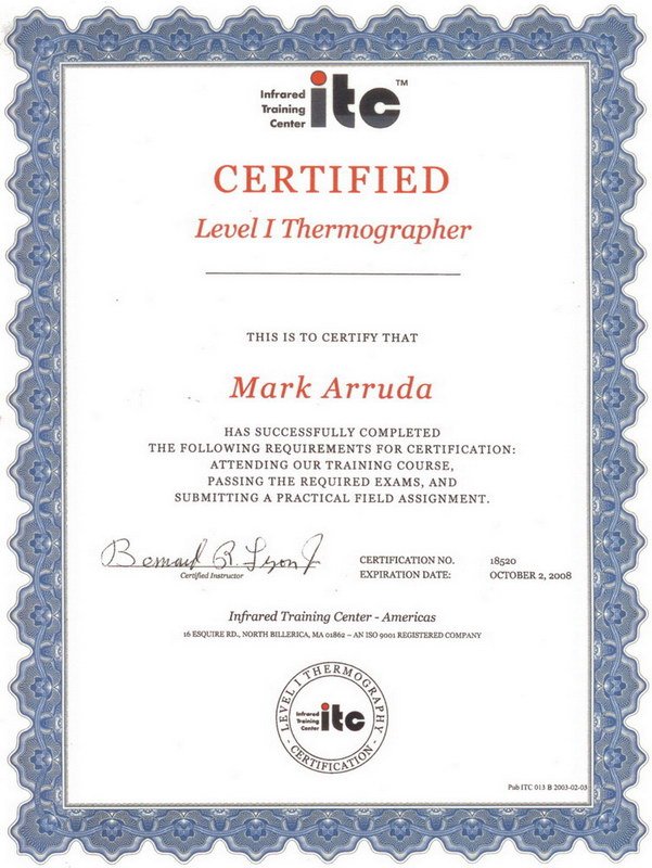 Level I Thermographer Certificate 