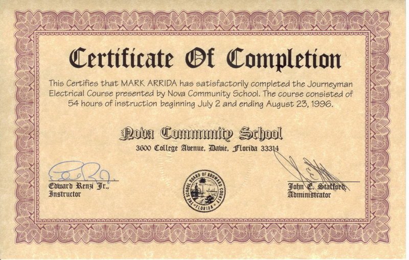 Noba Community School Certificate of Completion 