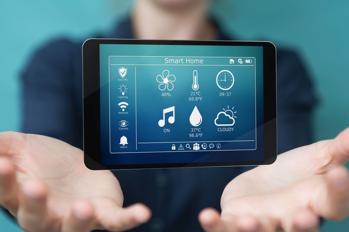 Hands with Floating Tablet for Smart Home Installation Services in Pembroke Pines