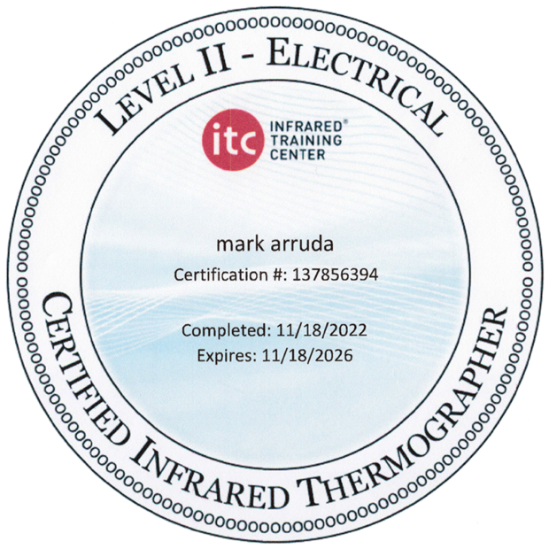 Level II certified infrared thermographer